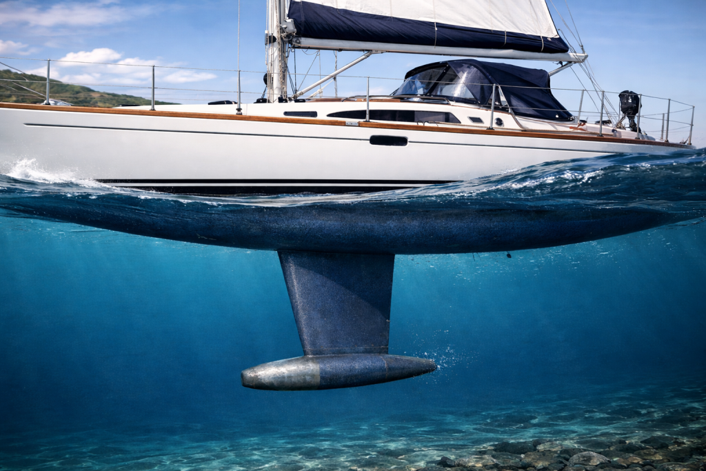 Вид корпуса и киля яхты