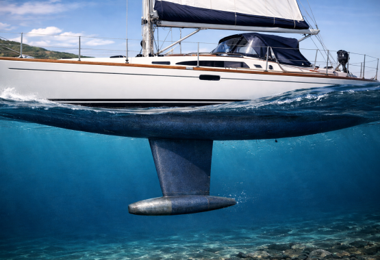 Вид корпуса и киля яхты