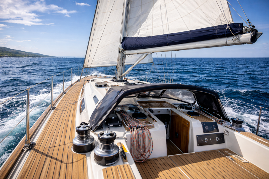 Грот и стаксель на яхте